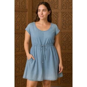 Torrid Blue Chambray Knit Dress with Pockets Size 00 (M / 10)